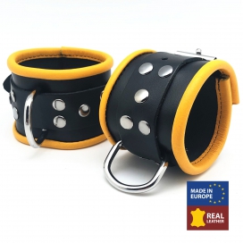 The Red Leather handcuffs - Black/Yellow