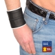 Leather wrist strap - Black/White with zip