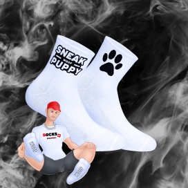 SneakFreaxx WOOF PUPPY kurze Socken Weiß