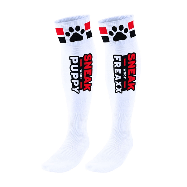 Calcetines altos de tubo Puppy Blanco-Rojo