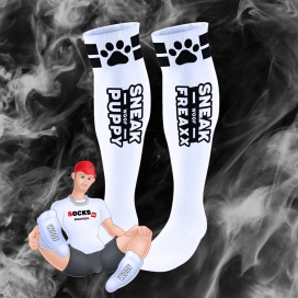 SneakFreaxx Chaussettes hautes Puppy Tube Blanc-Noir
