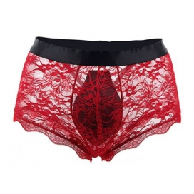 Lacien Red open lace boxer shorts