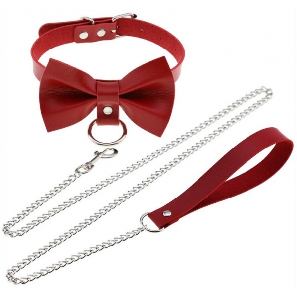 Bow Leash Collar RED