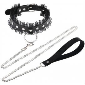 Joy Jewels Lace Metal Ring Collar BLACK