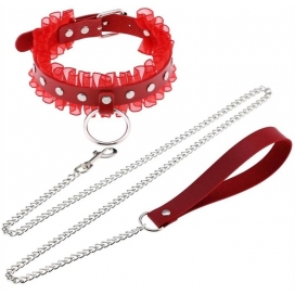Lace Metal Ring Collar RED