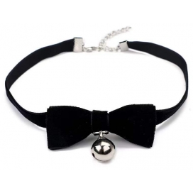 N338 Bow With Ring Christmas Collar BLACK 002