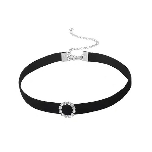 Diamanten cirkel zwarte choker