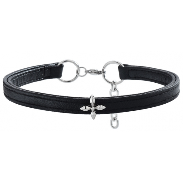 Single Cross Double Layer Leather Choker