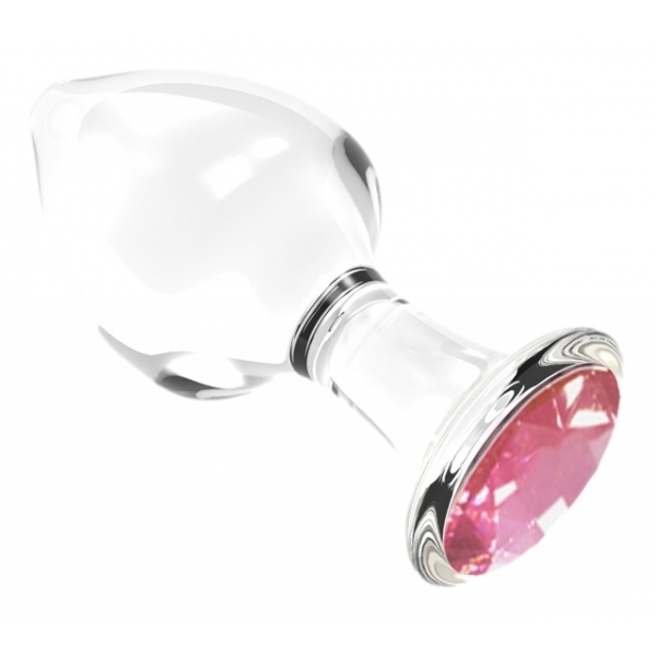 Glass Jewel Plug Diamond Glassy M 7.5 x 3.4cm