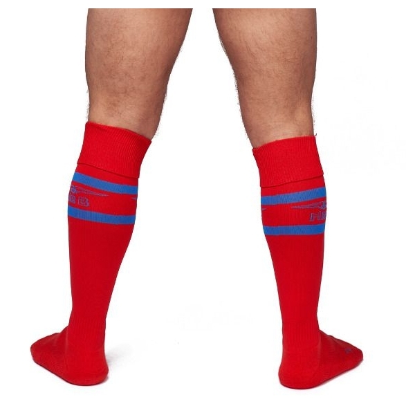 Mister B URBAN Football Socks with Pocket Red Blue