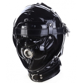 KINKgear Blindfolded Hood With Mouth Hole - Bright BLACK