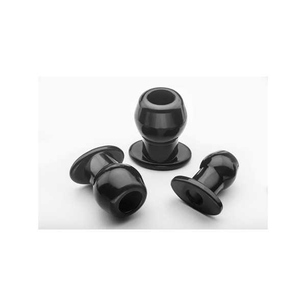 Ass Tunnel Plug Silicone Black Large 7.6 x 6.2 cm