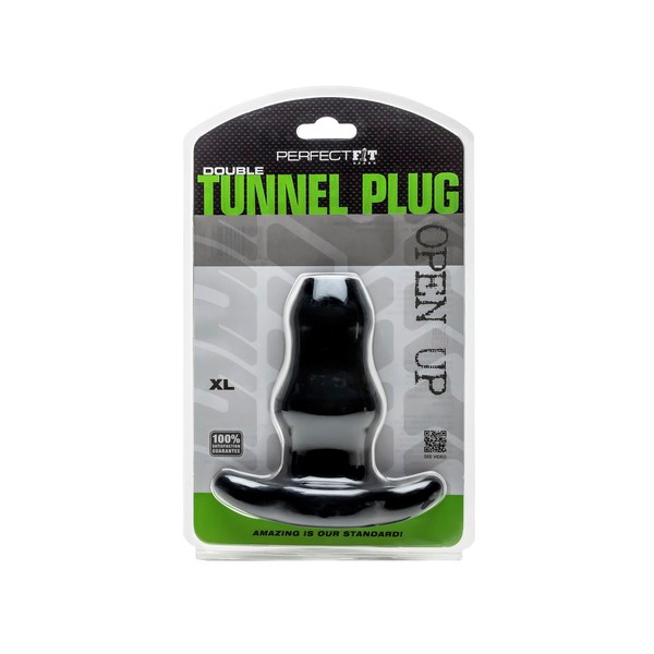 Double Tunnel Plug Schwarz Extra Large 14 x 7.6cm