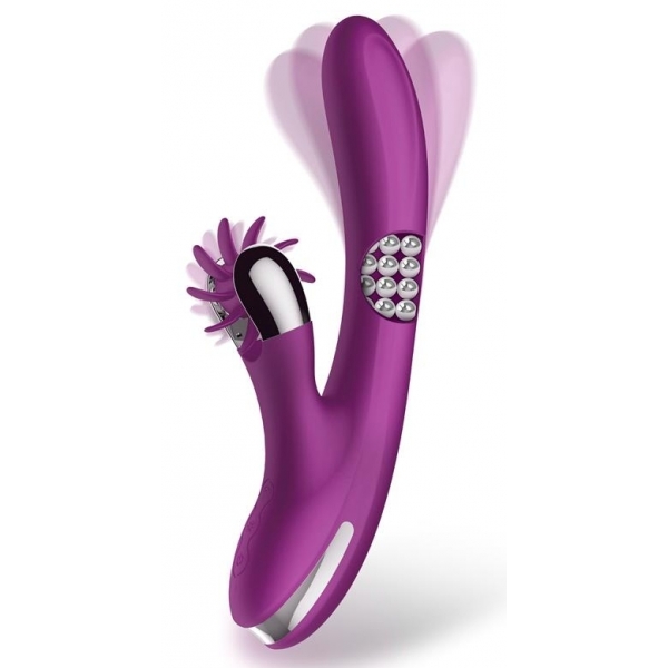 Vibro Rabbit Doble Giratorio 10 x 3,5cm Morado