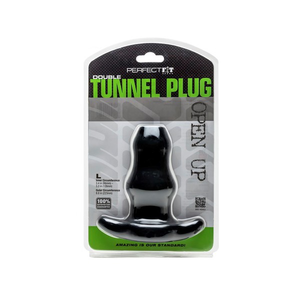 Double Tunnel Plug Schwarz Large12 x 7 cm