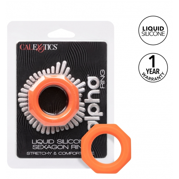 Cockring Silicone Sexagon Alpha 37mm Arancione