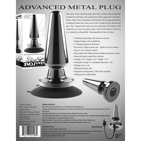Plug Vibrador Avanzado de Metal Evolved 11 x 3.9cm
