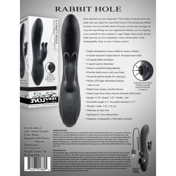 Vibro Rabbit Hole Evolved 20cm Black