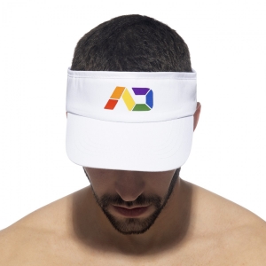 Addicted Rainbow Tennis Visor Cap White