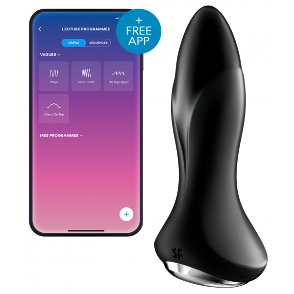 Plug vibrante connesso Rotator Plug Satisfyer 10 x 4cm Nero