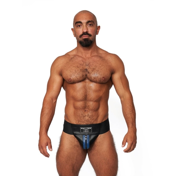 Mister B Leather Premium Jockstrap - Black Blue