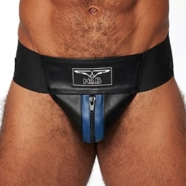 Mr B - Mister B Mister B Leather Premium Jockstrap - Black Blue