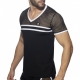 Black-White Mesh-Striped T-shirt