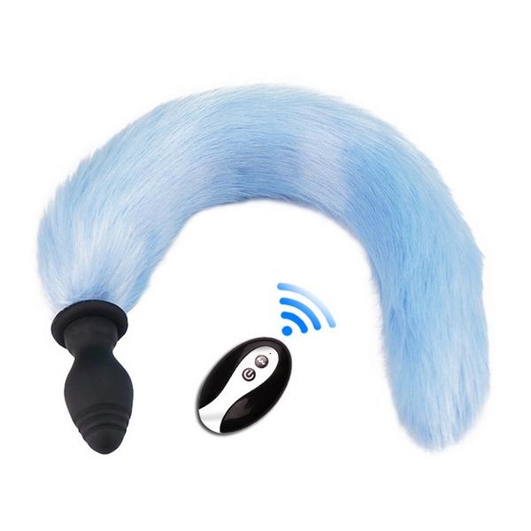 Plug Queue vibrant Fox Tail Vibe 6.5 x 3.2cm Queue 40cm Bleue