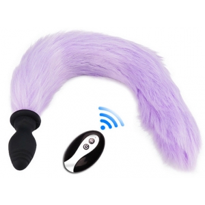 Kinky Puppy Fox Tail Vibe Plug 6,5 x 3,2 cm Coda 40 cm Viola