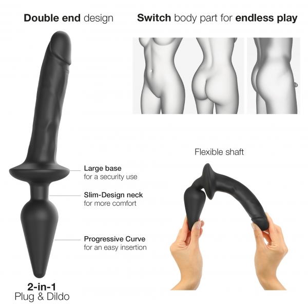 Interruptor de Dildo de Plug Realistic Strap-On-Me L 16 x 3,4cm Preto