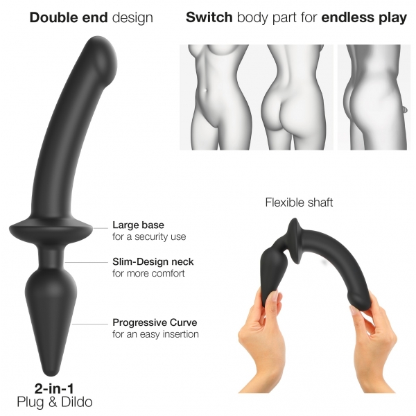 Plug Dildo Switch Strap-On-Me XXL 18 x 4 cm Nero