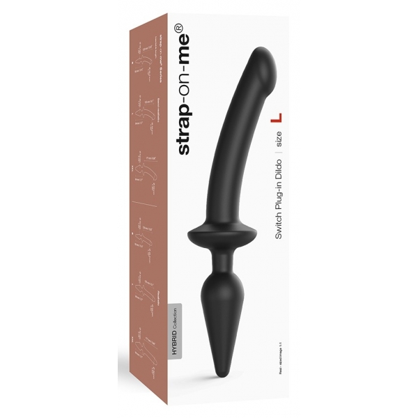 Dildo de tomada de interruptor com correia L 16 x 3,4cm Preto