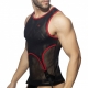 Mesh Double Clip Tank Top Black-Red