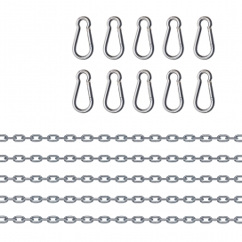 Set of 5 chains and 10 metal carabiners