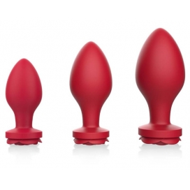 Rosa Silicone Butt Plug Set RED