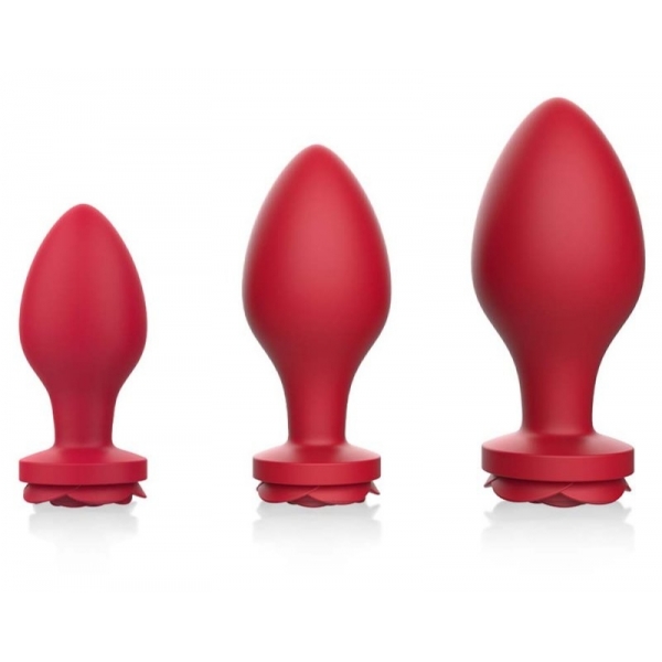Rosa Silicone Butt Plug Set RED