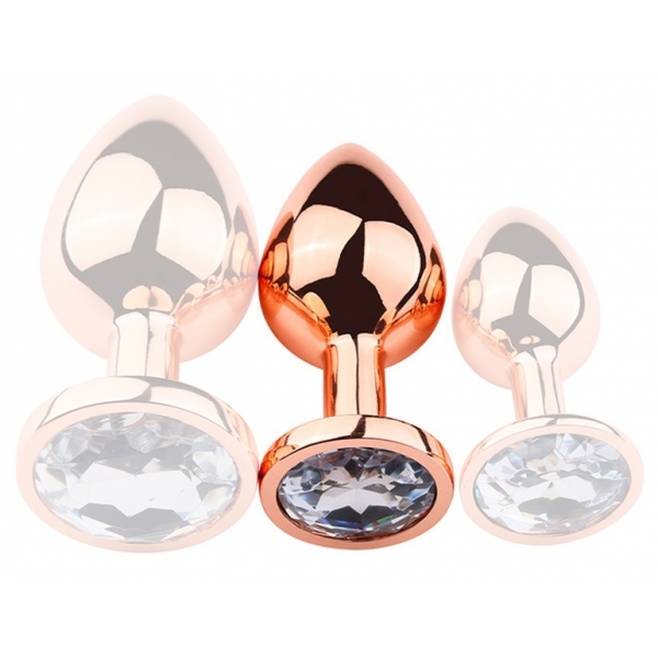 Rose Gold Anal Plug With Diamond CLEAR M