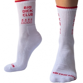 Barcode Berlin Big Dick Club calcetines blancos con ribete rojo