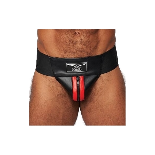 Mister B Leather Premium Jockstrap - Black Red