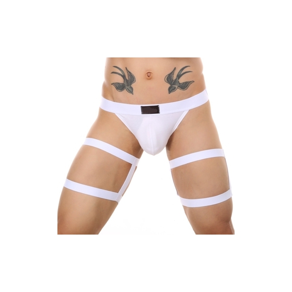 Men Alluring Low Waist Night Club Dancing Suit WHITE