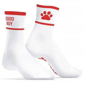 Kinky Puppy Socks Good Boy Socks White-Red