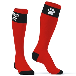 Kinky Puppy Socks Big Good Boy red high socks