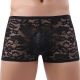 Attractive Lace Gay Low-waist Boxers Men Shorts BLACK