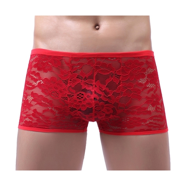 Joao Red lace boxer shorts