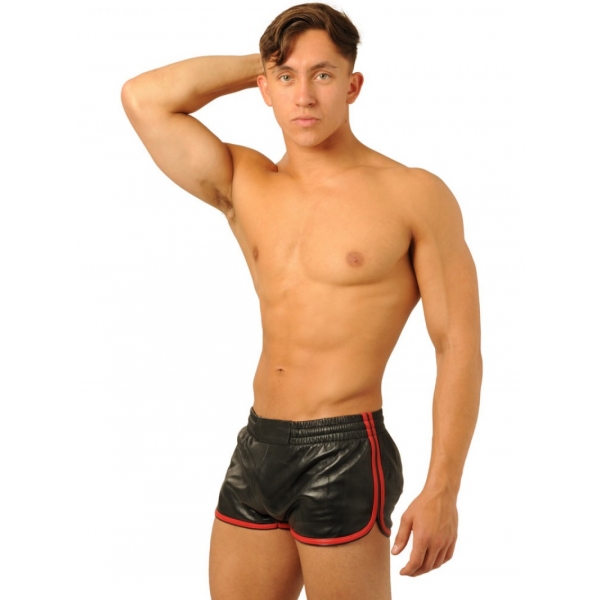 Pantalones cortos de cuero Negro-Rojo