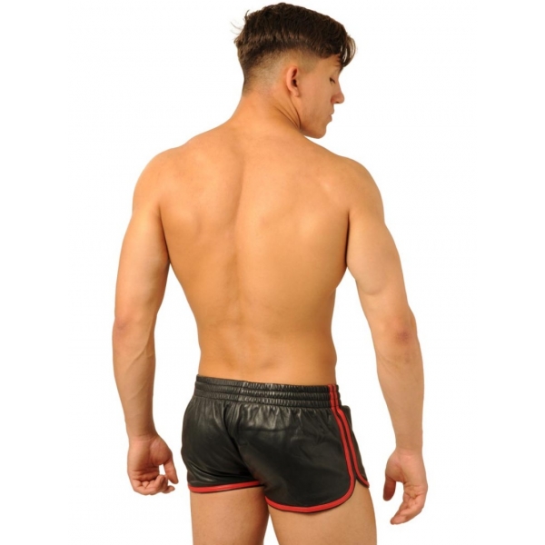 Pantaloncini in pelle Fist Nero-Rosso