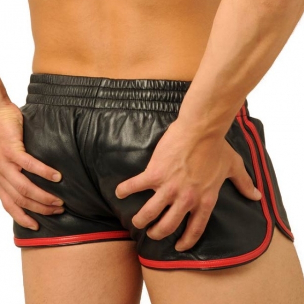 Fist Leather Shorts • Black - Red