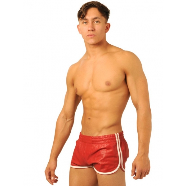 Pantaloncini in pelle Fist Rosso-Bianco