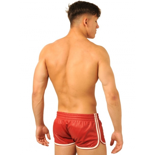 Fist leather shorts Red-White
