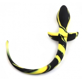 Kinky Puppy Dog Tail Silicone Butt Plug -Double Color YELLOW